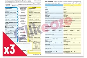 Clikeaze Constatazione Amichevole di Incidente x3 Moduli CAI - 4 Copie Autoricalcanti Ciascuno - per Denuncia di Sinistro - Modulo Blu Conforme alle Normative