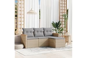 SECOLI Balkon Lounge Balkonmöbel Keiner Sofa Outdoor Gartensofa 3-Sitzer Gartenmöbel-Set Ecksofa Garten Balkonlounge Rattan Polyrattan Lounge Gartenlounge Terrassenmöbel Beige 4-tlg-Type-64
