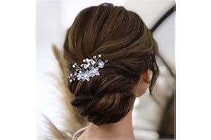 Dervivea Pettine Per Capelli Perla Matrimonio Strass Sposa Pezzo Capelli Fiore D'argento Pettini Capelli Cristallo Vintage Pettine Capelli Decorativi Accessori Per Capelli Per Donne E Ragazze