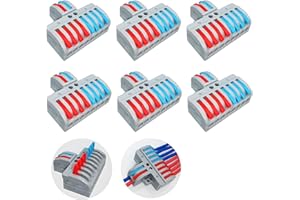 Compact Wire Connectors, CESFONJER 6 Pcs Lever Nut Connector, 2 in 8 Out Electrical Connectors Blocks with 12 Screws, Quick Connection Terminal for Circuit Inline