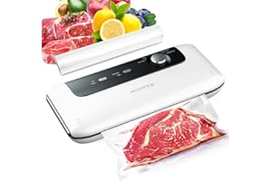 Hogance Macchina Sottovuoto per Alimenti Professionale -85kPa, Sigillatrice Sottovuoto con Taglierina Incorporata, Sigillante per Sacchetti di Snack, Vuoto Veloce 12L/MIN, Buste per Aspirare Inclusi