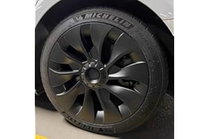 KAVANIC Enjoliveur de Roue pour Tesla Model 3 18 Pouces Noir Mat Logo de Soutien Amélioration de la Gamme (4 pièces) Style Uberturbine 2017-2023 Model 3 Enjoliveur de Roue Aero de Remplacement