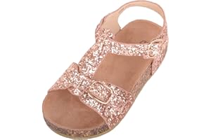 ABSOLUTE FOOTWEAR Childrens Kids Girls Summer Holiday Glitter Sparkly Sandals Shoes with Buckle Fastening