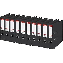Esselte No. 1 Power Lever Arch Files - A4, 50mm Spine, Black, Pack Of 10 For Document Storage