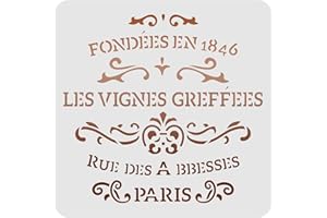 FINGERINSPIRE - Plantilla cuadrada de plástico para pintar y hacer manualidades de "Les Vignes Greffes", reutilizable y apta para paredes (30 x 30 cm)