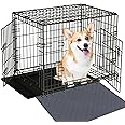 IS MUHE 24 Inch Double Door Pet Cage， Washable mat -，Wire Metal Kennel Cages with Divider Panel & Tray ， Foldable ， Portable for for Small Medium ，&Large Dogs Cat Rabbit Indoor Outdoor