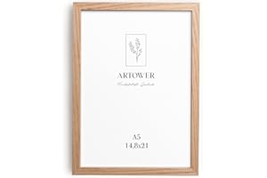 Artower® Ramka na zdjęcia DIN A5 15 x 21 cm, naturalne drewno, dąb, cienka ramka na dokumenty, ramka na certyfikaty, ramka na zdjęcia 14,8 x 21 cm, drewniana ramka na zdjęcia, drewniana ramka na