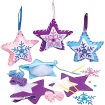 Baker Ross FC160 Kit Couture Enfant – Déco Noël – Père Noël, Bonhomme De Neige, Renne – Lot 3 – Initiation Dès 6 Ans