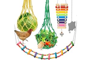 Xumann 5 Pcs Chicken Toys for Hens Coop, Chicken Swing Accessories for Parrot Chickens Ducks Large Birds Geese Hanging Feeding