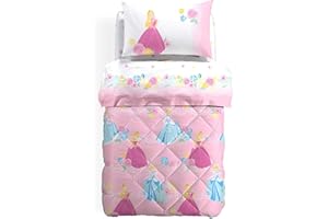 Caleffi 1002317 Cotone Disney Princess Romantic Trapunta per Singolo Letto, Taglia Unica (16700)