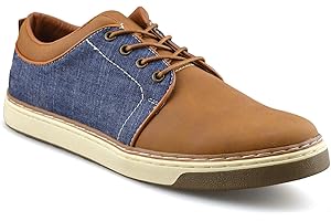 WESTWAY Mens Casual Smart Denim Boat Deck Walking Driving Lace Up Trainers Shoes Size[UK 7 /EU41,Brown]