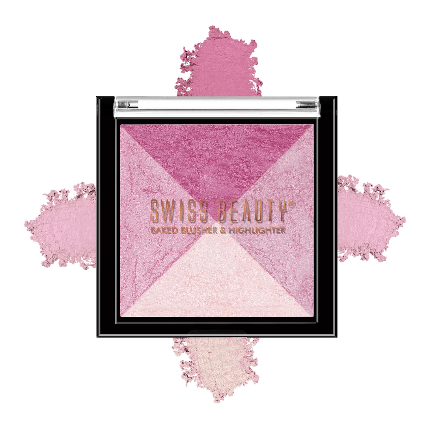 Swiss Beauty Mini Baked Shimmer Blusher And Highlighter Palette For Face Makeup| Multicolor-3, 7 Gm |