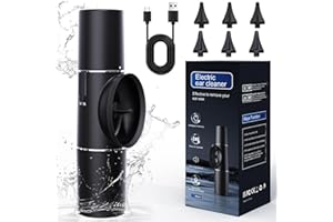 I THERAU Nettoyeur auriculaire électrique pour adultes - Construction monobloc IPX7 étanche - Nettoyage des oreilles - Utilisation à une main