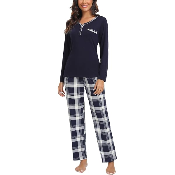 Pyjama Femme Hiver Aseniza - 2 Pièces Coton, Manches Longues Imprimé Lune/étoiles | Confortable Et Chaud