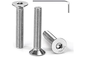 Tunejoy 30 stück Senkkopfschrauben M6 x 35 mm Senkschrauben Edelstahl A2 V2A Senkkopf Innensechskant DIN 7991 Vollgewinde mit Inbusschlüssel