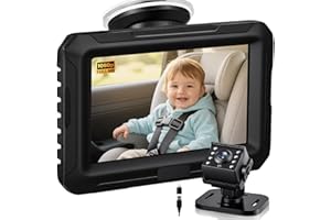 Zacro Baby Car Camera HD 1080P - Baby Car Mirror 4.3'' Display for Rear Seat with Night Vision Function, Wide View Angle, Reusable Sucker Bracket, USB interface
