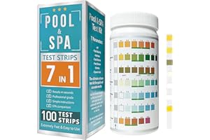 Homcoice Bandelette Test Piscine et Spa 7 en 1 100pcs, Kit Test Eau facile et précis pour piscine, spa, spa et plus encore, Tester pour pH, alcalinité, dureté, chlore, brome et acide cyanurique
