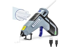 WORKPRO Cordless Glue Gun 3.6V with 20pcs Glue Sticks(7x100mm), Fast Preheating Hot Glue Gun Kit with Less-drip Nozzle, USB-C Rechargeable Hot Melt Glue Guns for DIY Project, Art, Craft