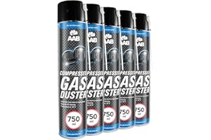 AABCOOLING 5 x AAB Bombe Air Sec 750ml - Bouteille Air Comprimé, Nettoyage des Ordinateurs, Dépoussiérant en Spray, Enlever la Poussière, Sans Odeur Aérosol, Computer Cleaner, Informatique Matériel