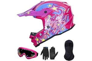 ILM Casco para Moto Niños y Niñas-Casco de Motocross con Gafas Guantes Máscara ATV Off Road Go Kart Dot ECE Modelo Z705