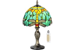 MIAOKE Tiffany lampa stołowa w stylu vintage, ręcznie wykonana, witrażowa, abażur, lampy stołowe, do sypialni, lampki nocnej, gabinetu, biura (libela wodna)