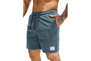 Elegancity Mens Corduroy Shorts Casual Sports Drawstring Summer Jogging Shorts with Pockets S-3XL
