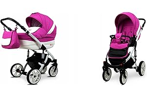BabyLux® Bambimo Kinderwagen Set 2 in 1 - Lilly - incl. Babywanne, Buggy Sportsitz - Kinderwagenset - Kombikinderwagen mit Wickeltasche, Regenschutz, Moskitonetz, Cupholder usw.