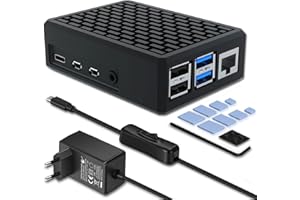 [5,1V 4A 20,4W] Boîtier Raspberry Pi 4, iUniker Pi 4 Alliage d'aluminium Boîtier avec Alimentation USB-C 4A Refroidissement Passif pour Raspberry Pi 4 Modèle B 8GB/4GB/2GB/1GB