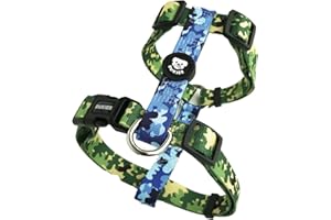 DUKIER - Arnés Clásico para Perro, Ajustable y en Forma de H para Mascotas con Cierre de Seguridad de 4 Puntos, Diseño Camo Talla M