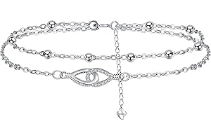 Yinsen Cavigliera Donna Argento 925 Cavigliera Doppia Catena stile bohémien-Idea Regalo per Gioielli Moglie, Fidanzata e Amiche 22+4cm Regolabile