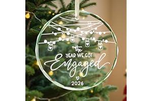 POWEROLE Engagement Gifts,Round Engagement for Couples Christmas Wedding for Couple Personalised Crystal Glass Keepsake Congratulations Present for Newly Engaged Ornament 2026