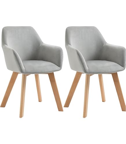 Chaises De Visiteur Design Scandinave - Lot De 2 Chaises - Pieds Effilés Bois Noir - Assise Dossier Accoudoirs Ergonomiques Velours Gris