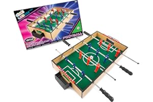 abeec LED Tabletop Football Game | Compact Wooden Soccer Playset | 12 Player Mini Foosball Match | Light-Up Action Game Board | Slide Scoring Goals | Kids & Family Toy Gift