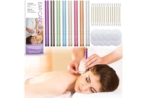 MOLOVA Ohrenkerzen zur Reinigung Ohrenschmalz, 16 Stück Natürliche Ohrkerzen zur Reinigung Ungiftig Zylindrisch mit Sicherheitsfilter Schutzscheiben und Wattestäbchen