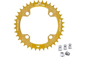 QIAMNI 104 BCD 32T 34T 36T 38T Narrow Wide Single Chain Ring with 4 Pieces Sprocket Bolts for Road Bikes, Mountain Bikes, BMX MTB Bike