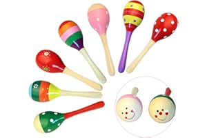 WSNDM 1 Paar Rasseln aus Holz, Rasseln Percussion Musical Zubehör, Maracas Eierschale Shaker Sand Hammer, Musik Instrument für Babys, für Kinder, Partys und Schulen (Zufällige Farbe)