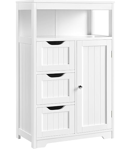 Armoire rangement salle de bain 60 × 30 × 107 cm, 3 tiroirs 2 casiers 4 crochets 2 placards étagère réglable en hauteur Armoire rangement salle de bain 60 × 30 × 107 cm, 3 tiroirs 2 casiers 4 crochets 2 placards étagère réglable en hauteur