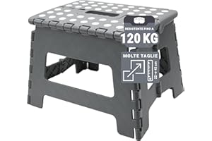 ZOLLNER Sgabello pieghevole - altezza 22 cm - sedia pieghevole - scaletta - per adulti o bambini - cucina, bagno, campeggio, stanza - colore grigio