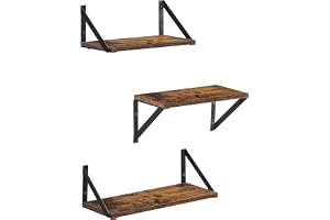 VASAGLE Set med 3 flytande vägghyllor för smycken, fotoramar, kryddflaskor, toalettartiklar, i vardagsrum, sovrum, kök, badru