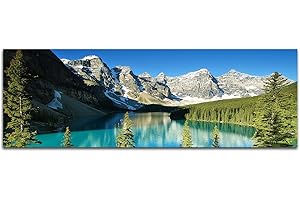 Paul Sinus Art Image sur Toile et panoramique Châssis 150 x 50 cm Parc National Montagnes Forêt lac Arbres Neige