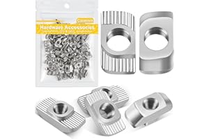 Caianwin Lot de 100 rainures en T M5 en acier au carbone nickelé Écrous à rainure en T pour fente d'extrusion de profil en aluminium Série 30
