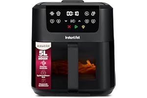 ‎INSTANT POT Instant Pot Vortex Compact Schwarz-Heißluftfritteuse 5 l Korb, Familiengröße, 4 in 1 – Heißluftfrittieren, Trocknen, Backen, Aufwärmen, Antihaftbeschichtung, leicht zu reinigen, spülmaschinenfest