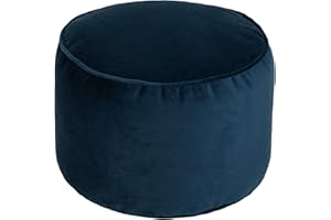 Loft 25 Premium Round Velvet BeanBag Footstool | Indoor Home Living Room Filled Pouffe Bean Bag | Ergonomic Design for Support | Durable & Comfortable (Dark Blue)