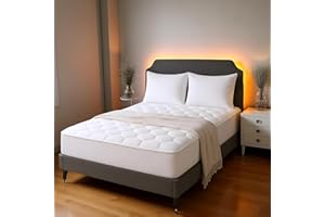 Salt Valley Quilted Double Mattress Protector – Extra Deep 30cm Fitted Skirt – Anti-Allergenic & Machine Washable Microfiber Mattress Cover (White, 137x190 cm)