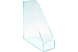Osco Acrylic Magazine Rack, Extra-Wide Desk Floor File & Magazine Holder, Thick Premium Acrylic Display for Office, Home, Study - Glasslook (Single)