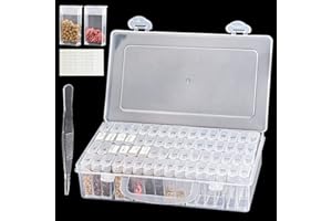 Yabound Seed Storage Box, 64 Slots Plastic Seed Storage Organizer Box with Label Stickers and Tweezers, Seed Container Organizer for Flower, Vegetable, Fruits, Chili Seeds