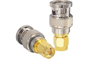 Boobrie Adaptateur SMA Mâle à BNC Mâle Connecteur Coaxial SMA vers BNC Mâle pour Antennes RF Périphériques LAN sans Fil Câble Coaxial WiFi Radio Amateur/Portable Scanner SDR Paquet de 2