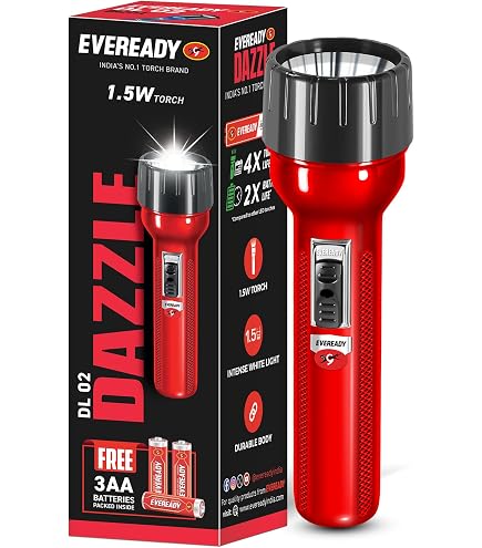 EVEREADY LED Flashlight, Bright Flash Light, Durable and Easy-to-Use, Perfect Flashlights for Camping Accessories, Emergency, Survival Kits, Safe Flashlights for Kids, Batteries Included Home Improvement