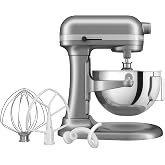 KitchenAid Bowl-Lift 5.2L Heavy Duty Mixer, Metal Body and Gears, 11 Speed, Flex Edge, 67 Contact Points, Contour Silver