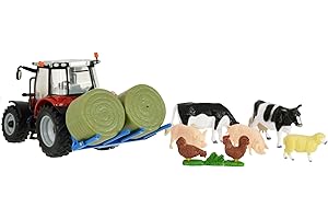 TOMY BRITAINS - Coffret Tracteur Massey Ferguson 5612 avec Figurines pour Adultes 43205, Véhicule de Collection, Modèle à l'Echelle 1/32, Réplique Adaptée aux Enfants de 3 ans+, Multicolore
